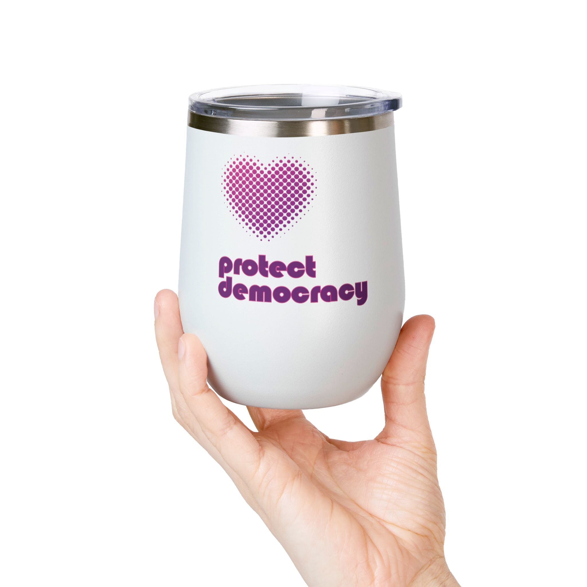 Protect Democracy Heart 12oz Insulated Wine Tumbler