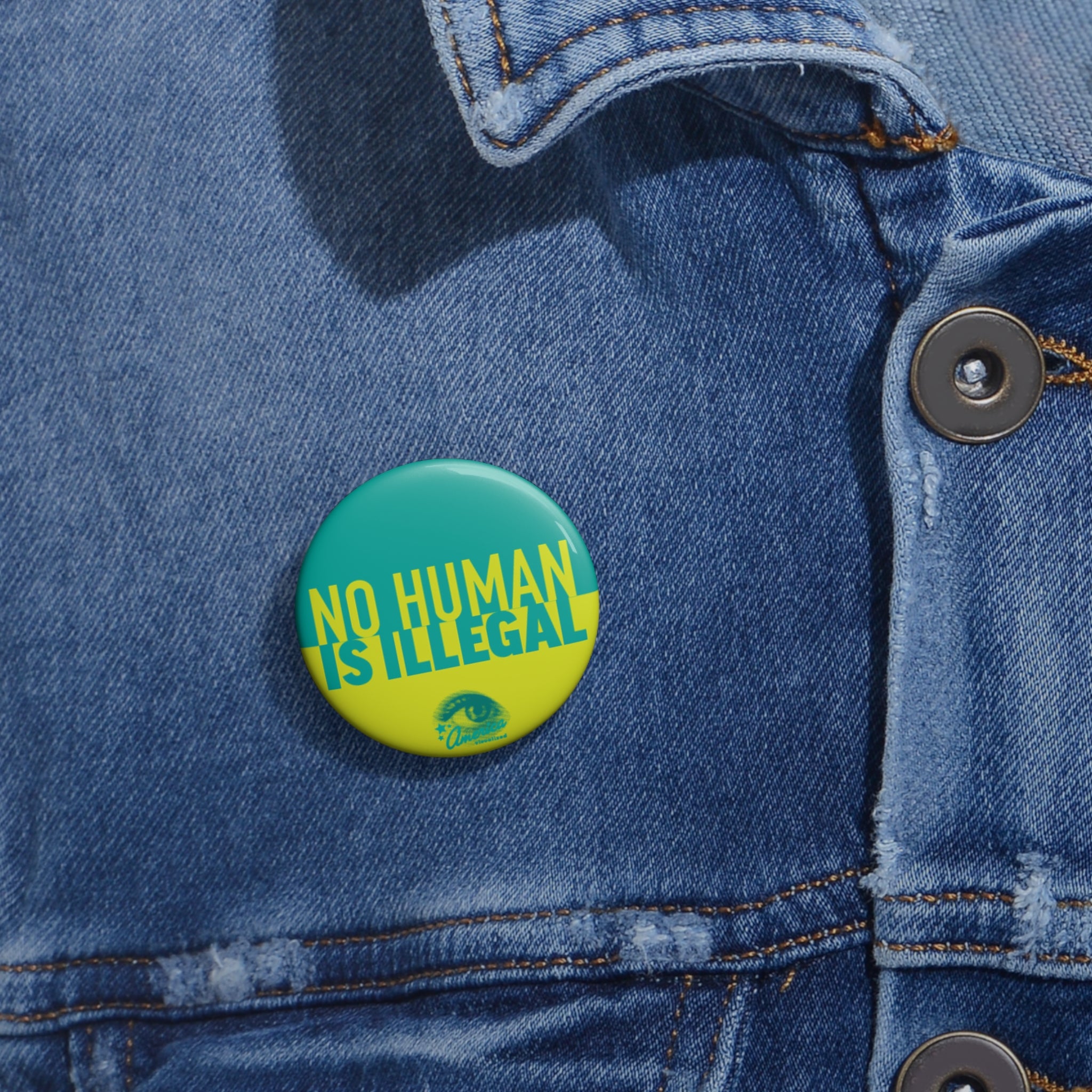 No Human Is Illegal Pin Button — Activist Solidarity Badge