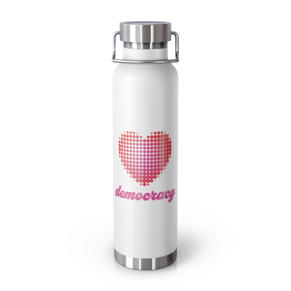 Love Democracy Heart 22oz Insulated Copper Water Bottle