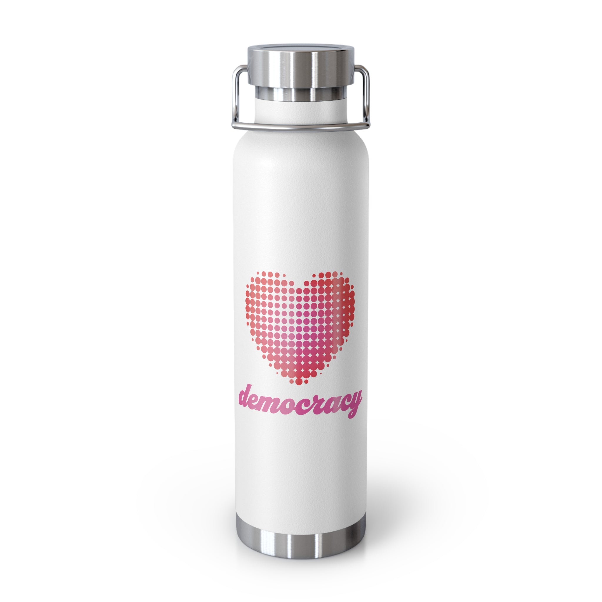 Love Democracy Heart 22oz Insulated Copper Water Bottle