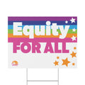 "Equity For All" Rainbow Stars Social Justice Protest Lawn Sign Plastic Yard Sign