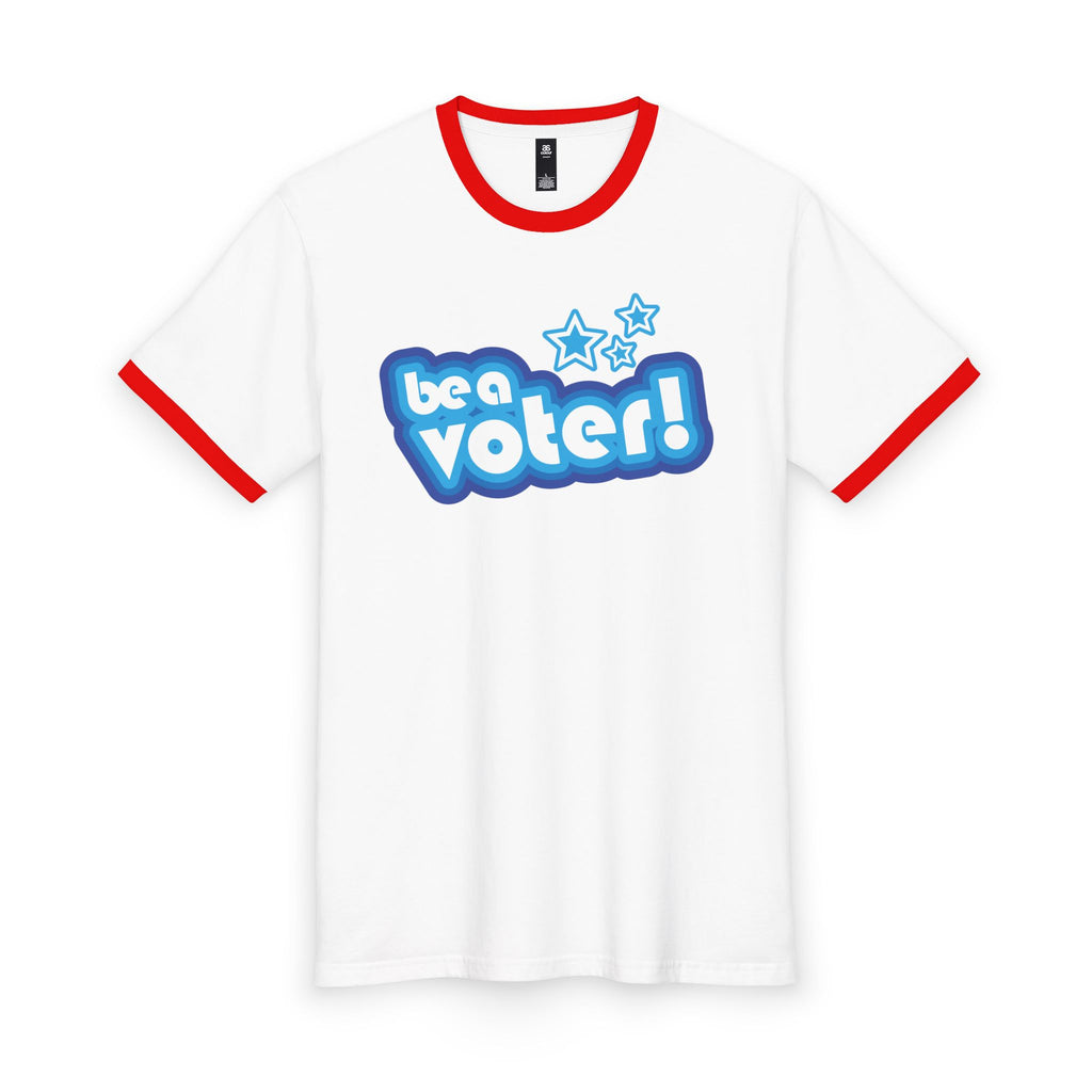"Be a Voter!" Ringer Tee — Political Vote Awareness T-Shirt