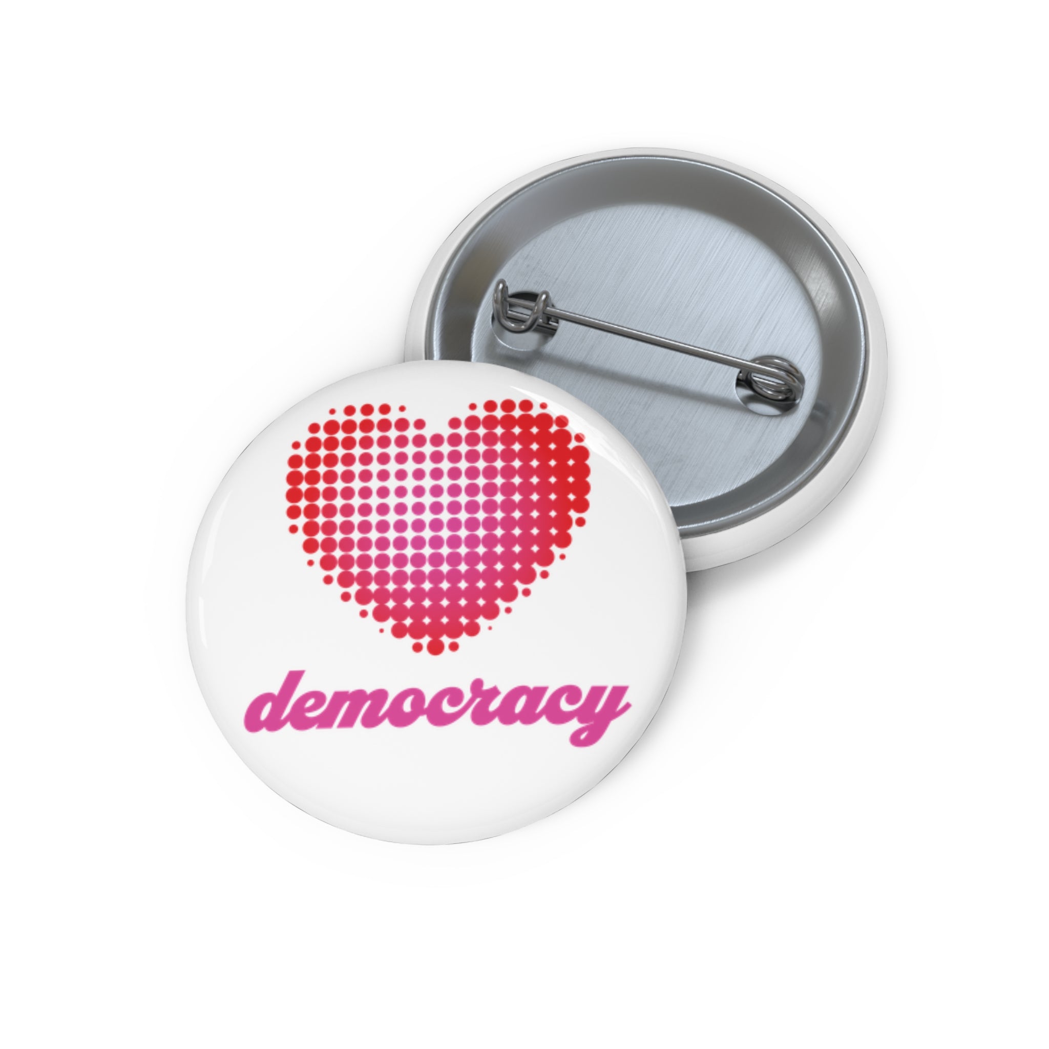 Love Democracy Heart Pin Button