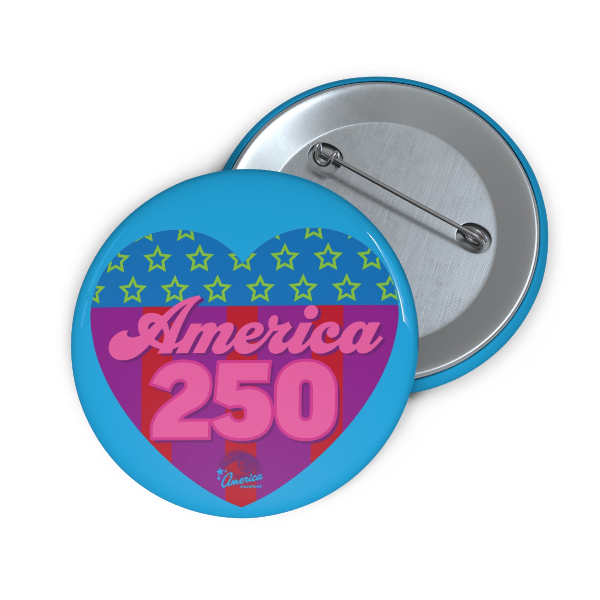 America 250 Heart – America's 250th Birthday Button Pin