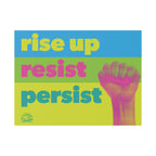 "Rise Up Resist Persist" Yard Sign Neon Protest Fist Lawn Sign for Activism, Rallies & Social Justice