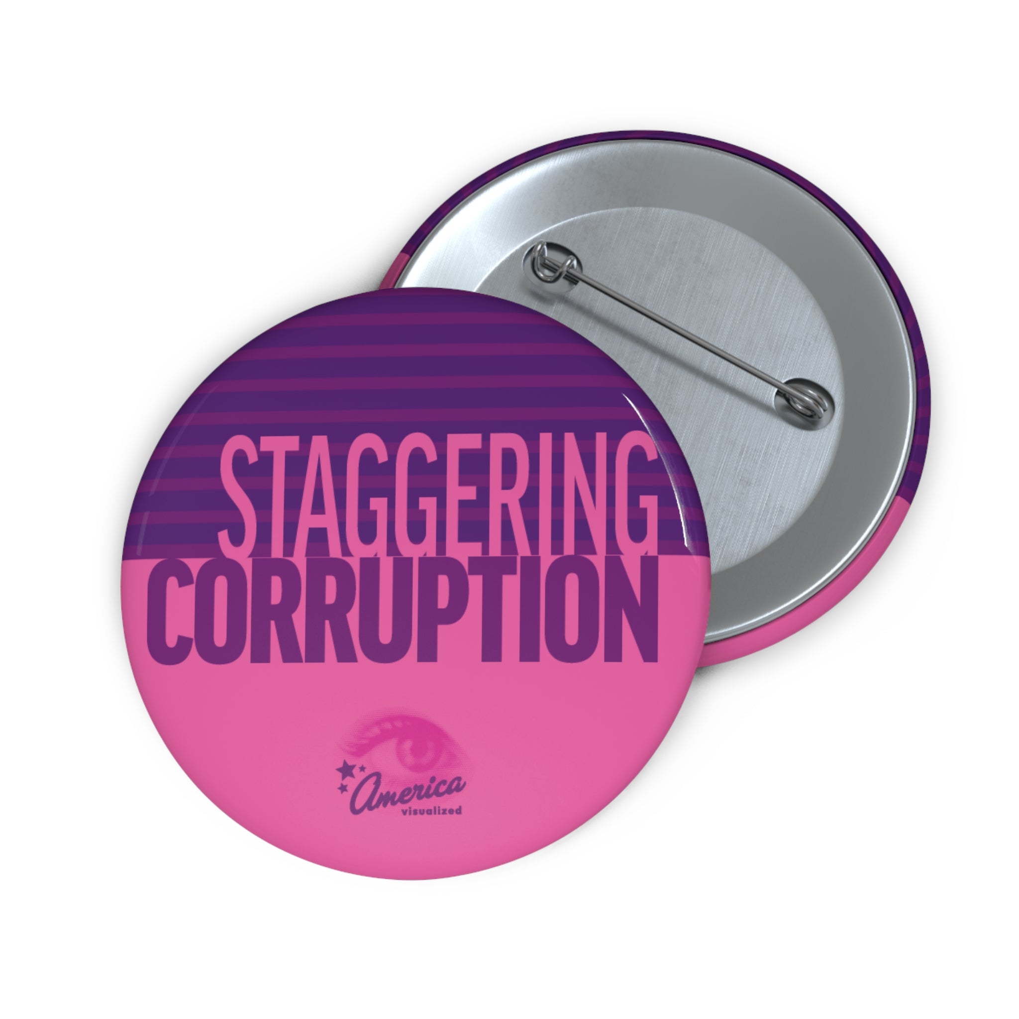 "Staggering Corruption" Political Protest Campaign Pin Button