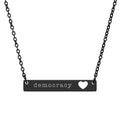 Democracy Love Cutout Heart Bar Necklace