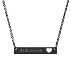 Democracy Love Cutout Heart Bar Necklace