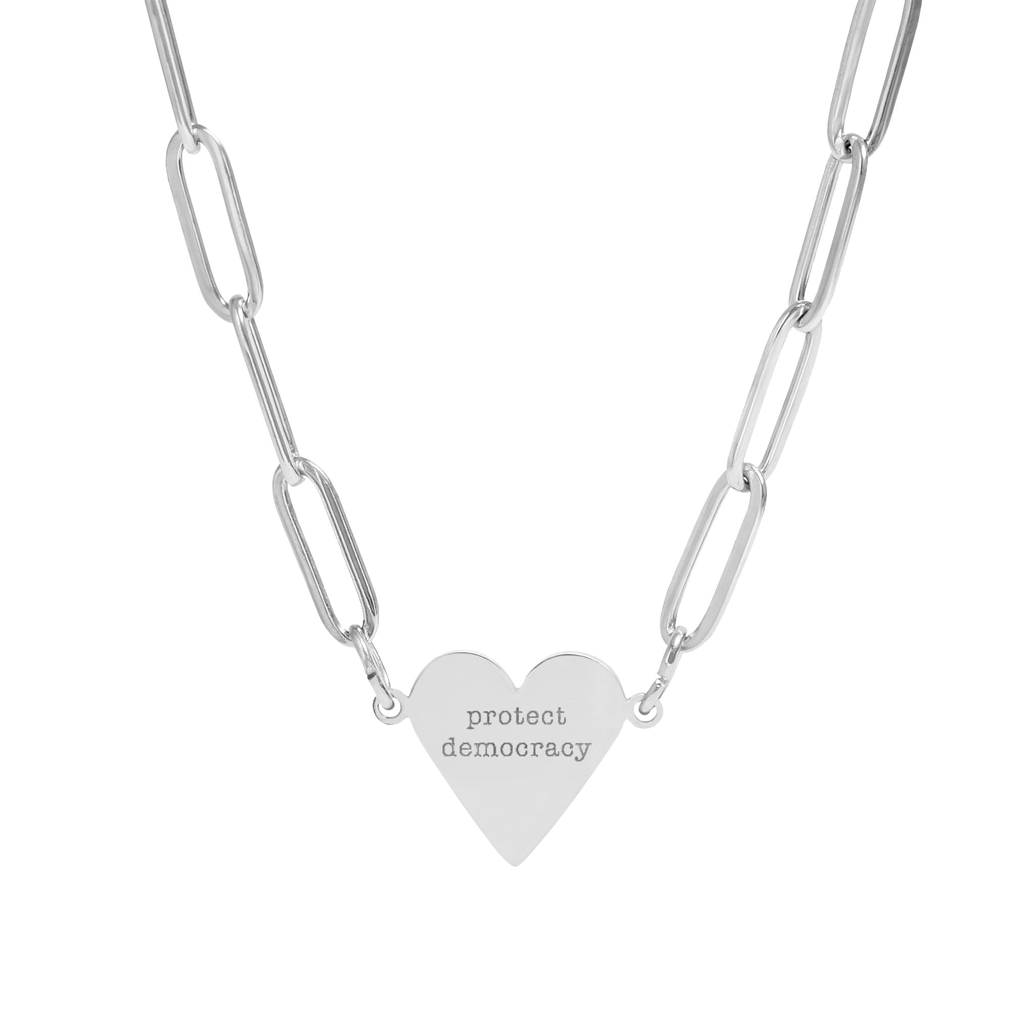 Protect Democracy Paperclip Heart Necklace