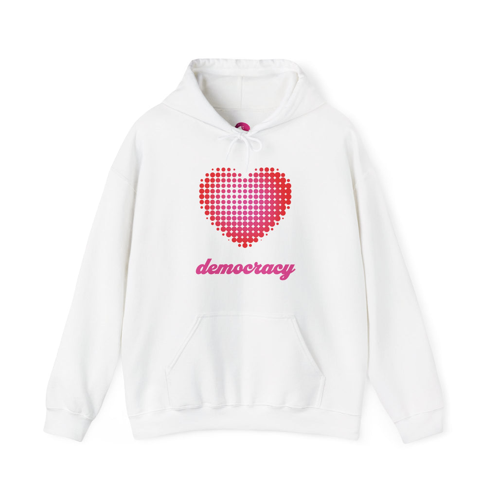 Love Democracy Heart Hoodie Sweatshirt