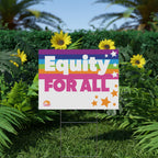 "Equity For All" Rainbow Stars Social Justice Protest Lawn Sign Plastic Yard Sign