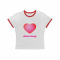 Love Democracy Heart Women's Cropped Retro Ringer Tee