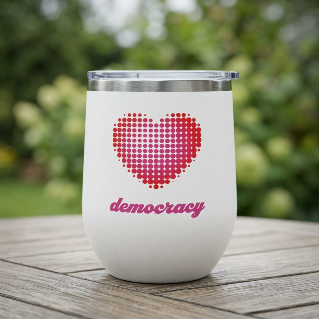 Love Democracy Heart 12oz Insulated Wine Tumbler