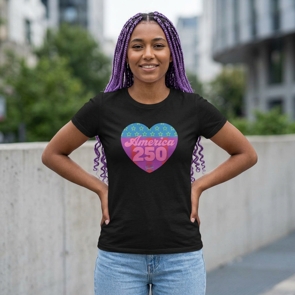 America 250 Heart Graphic 250th Anniversary Tee