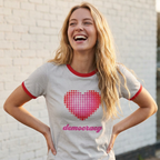 Love Democracy Heart Women's Cropped Retro Ringer Tee