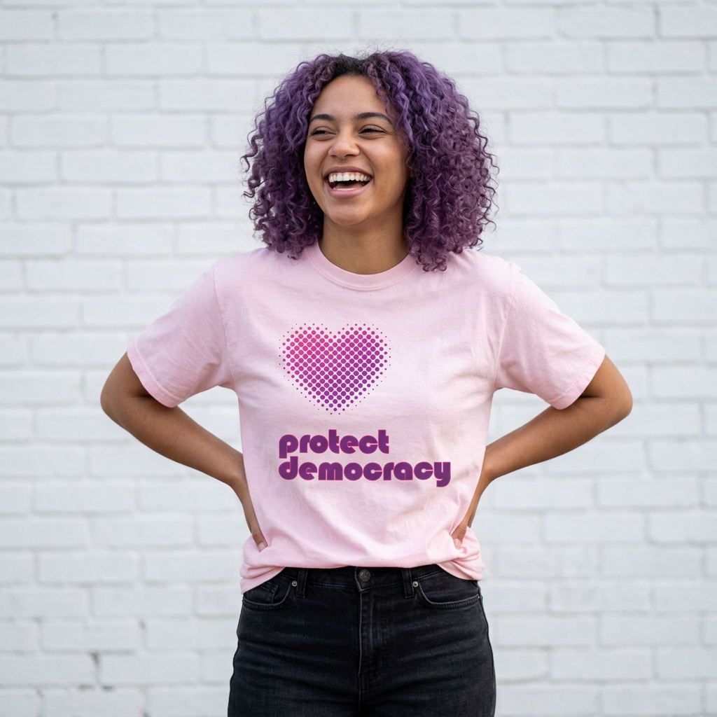 Protect Democracy Heart Retro Pro-Democracy T-Shirt