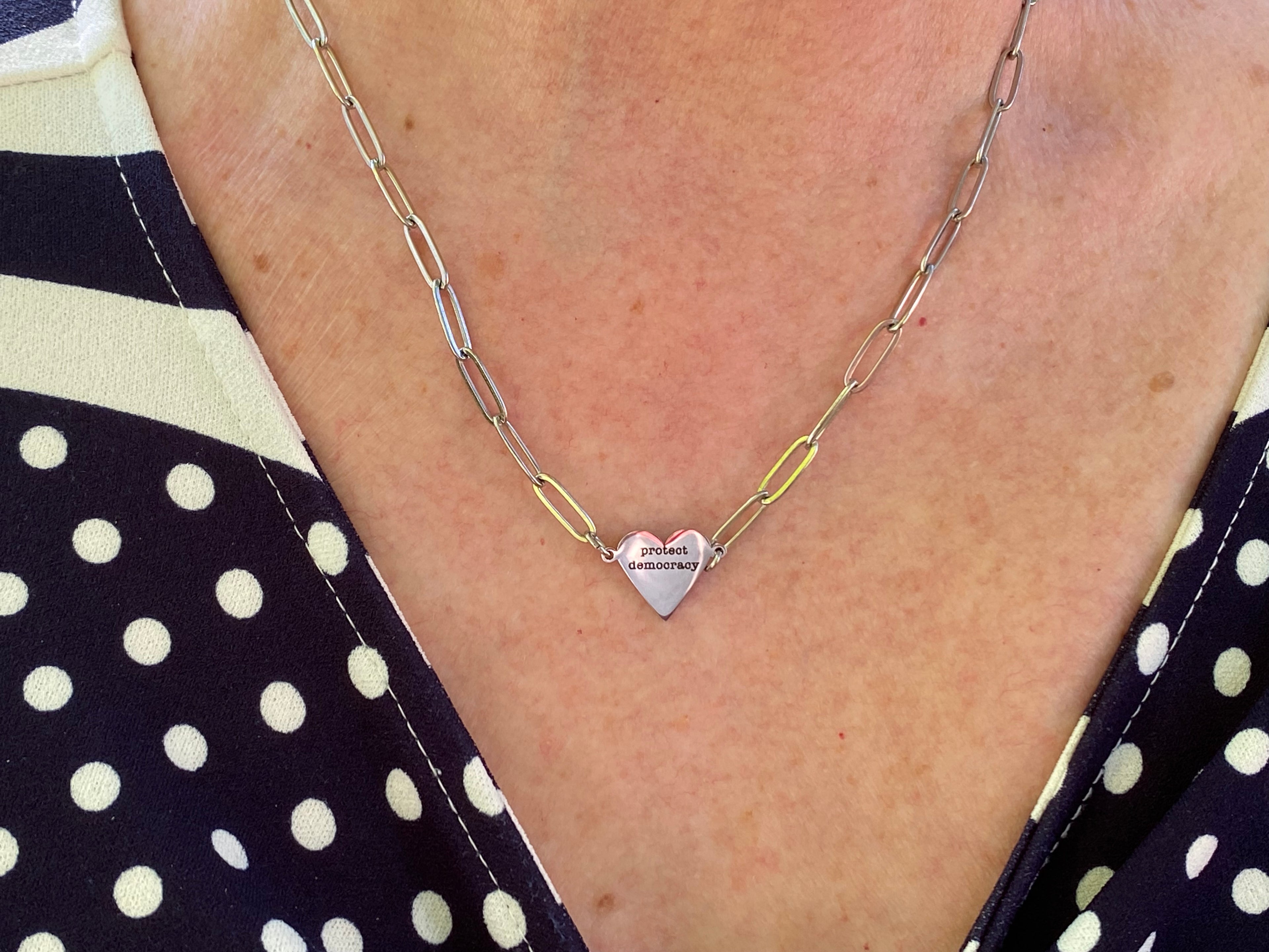 Protect Democracy Paperclip Heart Necklace