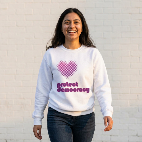 "Protect Democracy" Heart Crewneck Sweatshirt