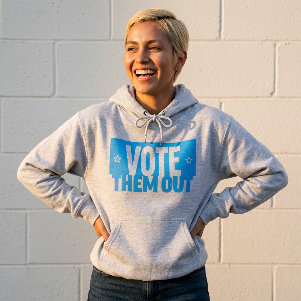 "Vote Them Out" Hoodie Blue — Political Activism Pullover