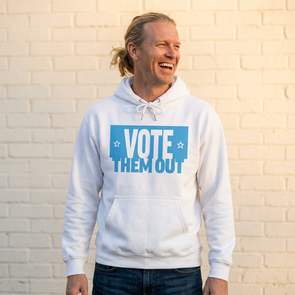 "Vote Them Out" Hoodie Blue — Political Activism Pullover