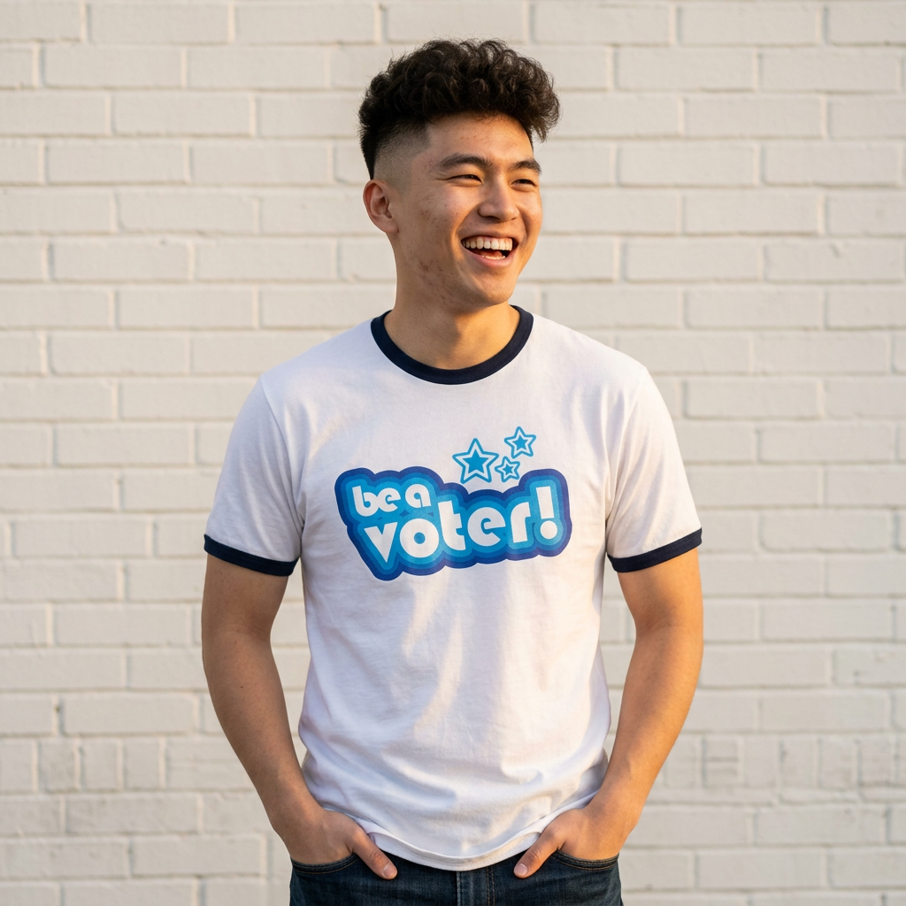 "Be a Voter!" Ringer Tee — Political Vote Awareness T-Shirt