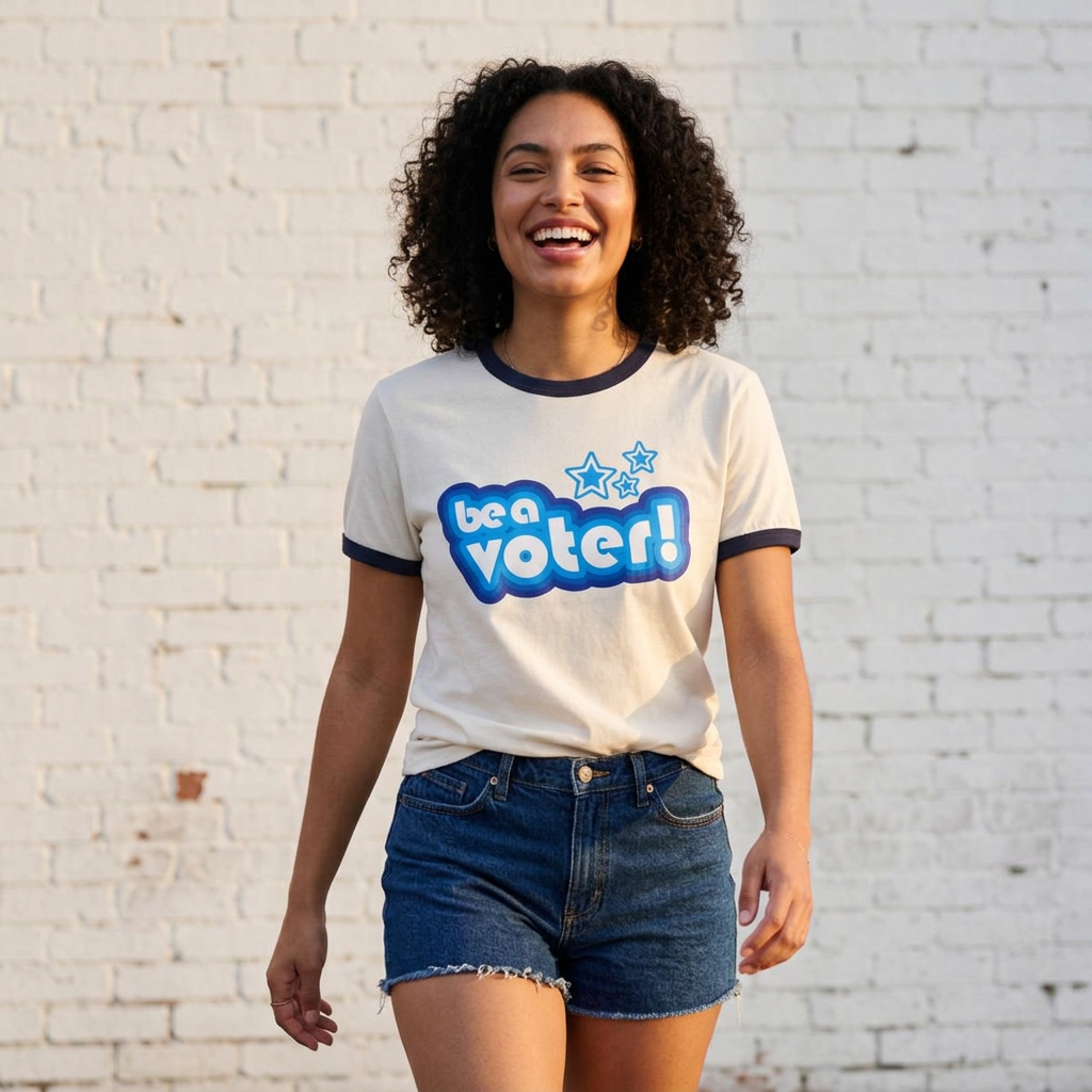 "Be a Voter!" Ringer Tee Political Vote Awareness T-Shirt
