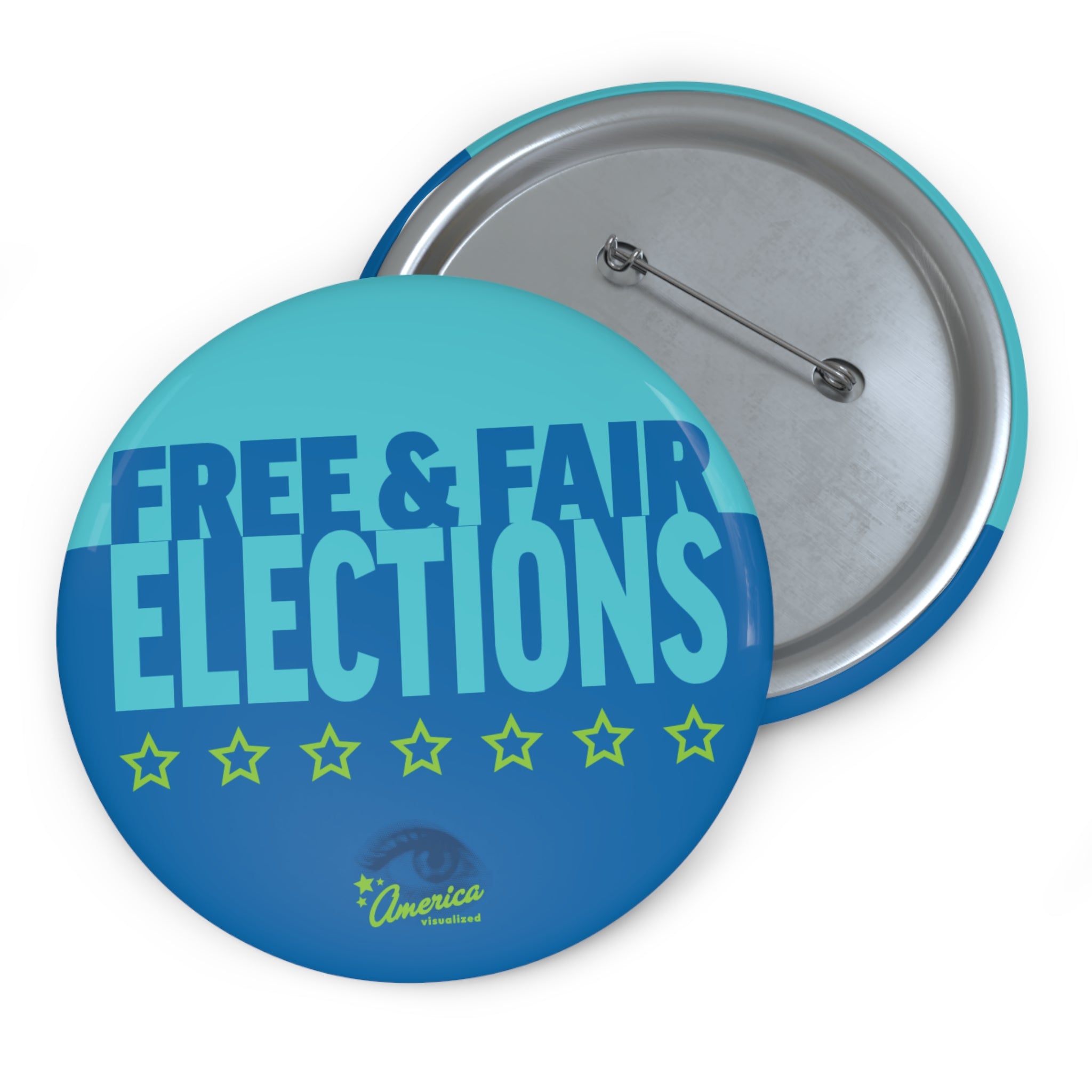 "Free & Fair Elections" Blue Campaign Pin Button