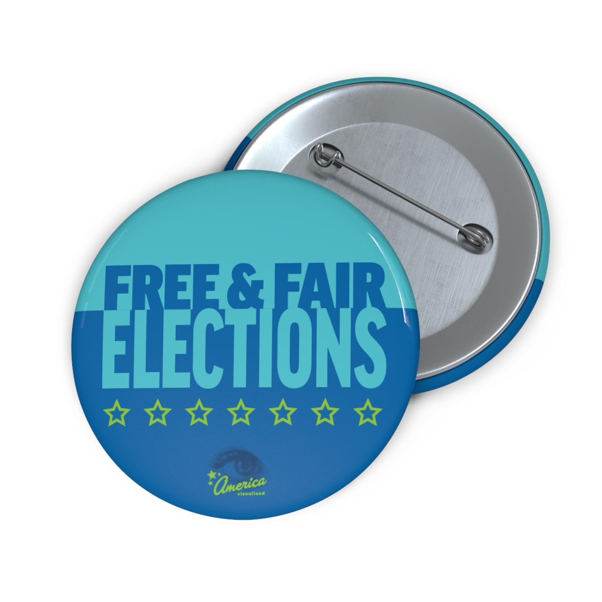 "Free & Fair Elections" Blue Campaign Pin Button