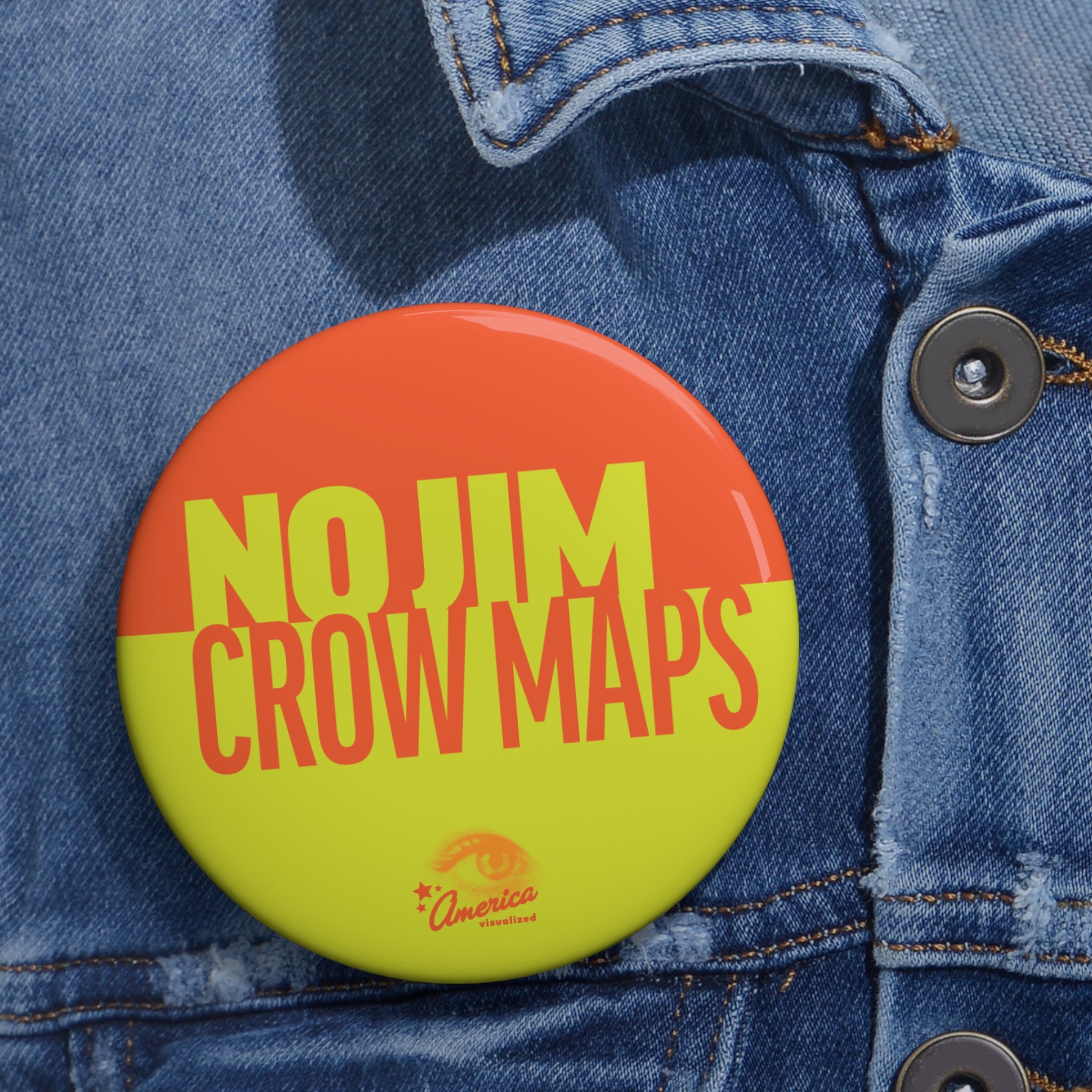 No Jim Crow Maps Pin Button