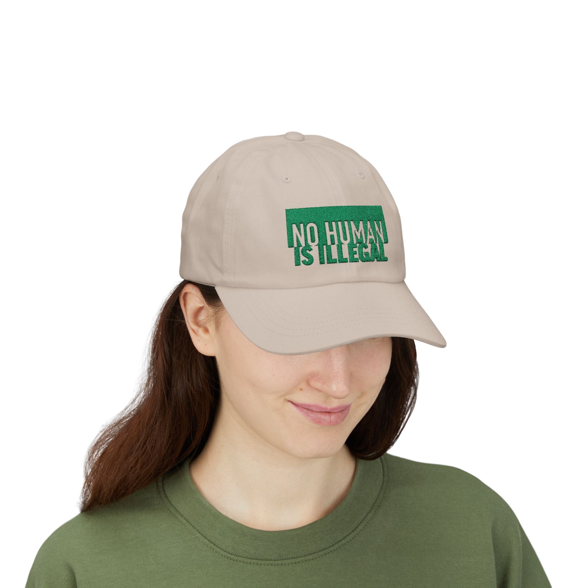 "No Human Is Illegal" Embroidered Advocacy Dad Hat Baseball Cap