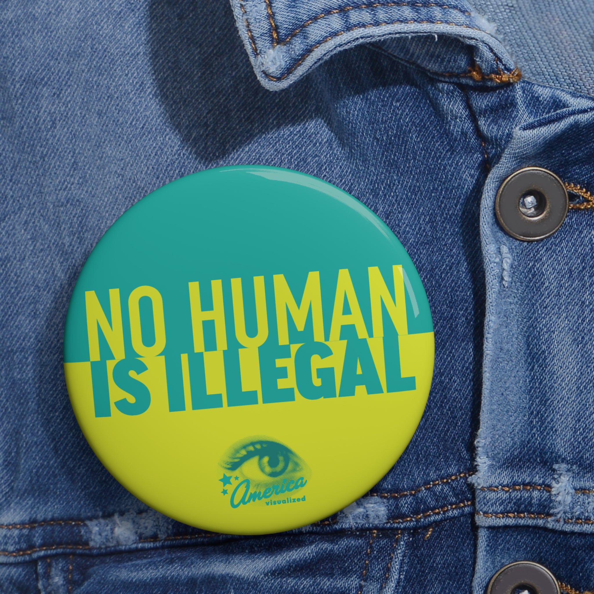 No Human Is Illegal Pin Button — Activist Solidarity Badge