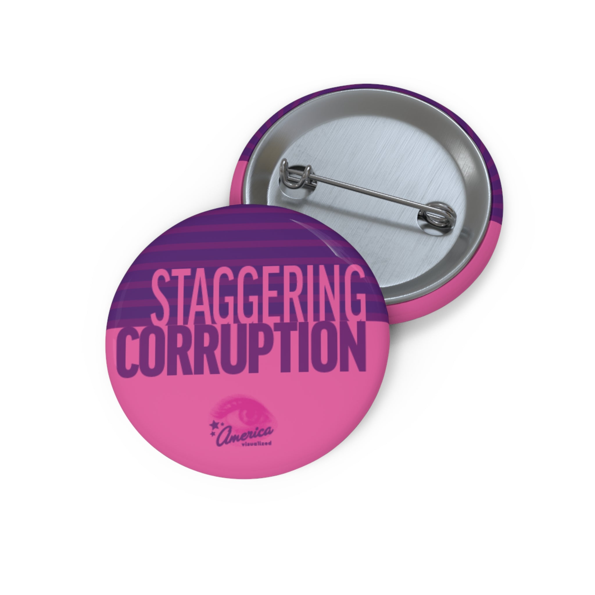 "Staggering Corruption" Political Protest Campaign Pin Button
