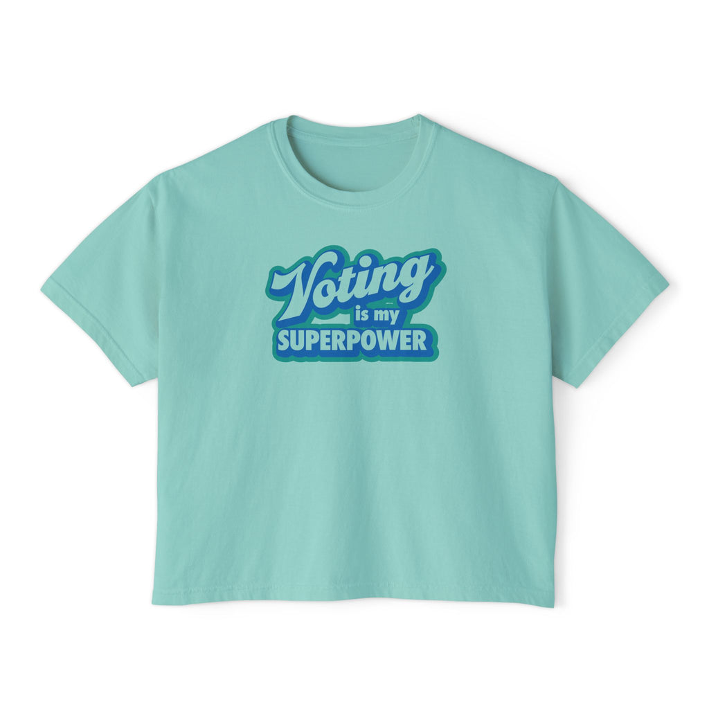 "Voting Is My Superpower" Women's Boxy Tee Empowered Voter Graphic Shirt