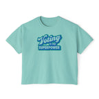 "Voting Is My Superpower" Women's Boxy Tee Empowered Voter Graphic Shirt