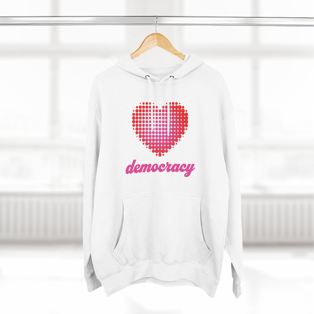 "Love Democracy" Retro Heart Pullover Hoodie