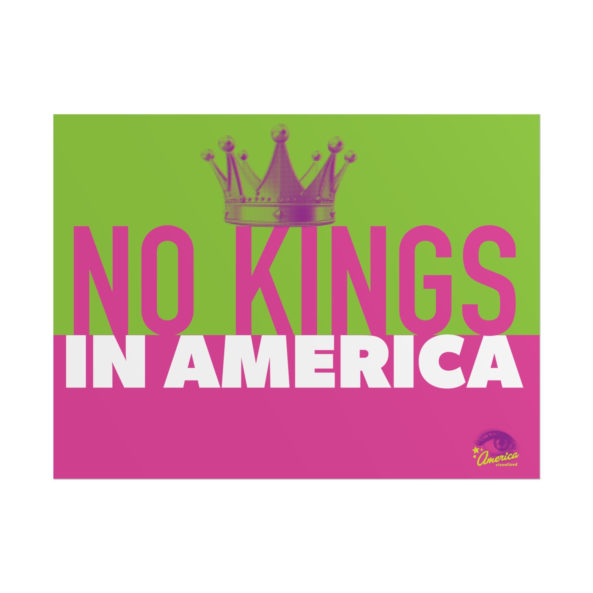 NO KINGS IN AMERICA 24" x 18" Protest Sign Poster