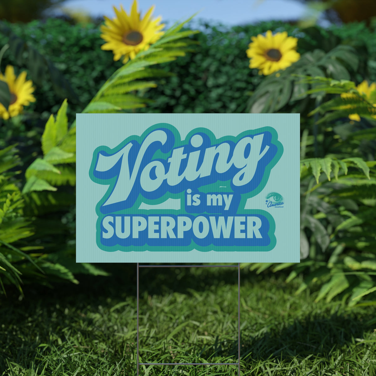 "Voting Is My Superpower" Plastic Yard Sign — Political Campaign Lawn Sign