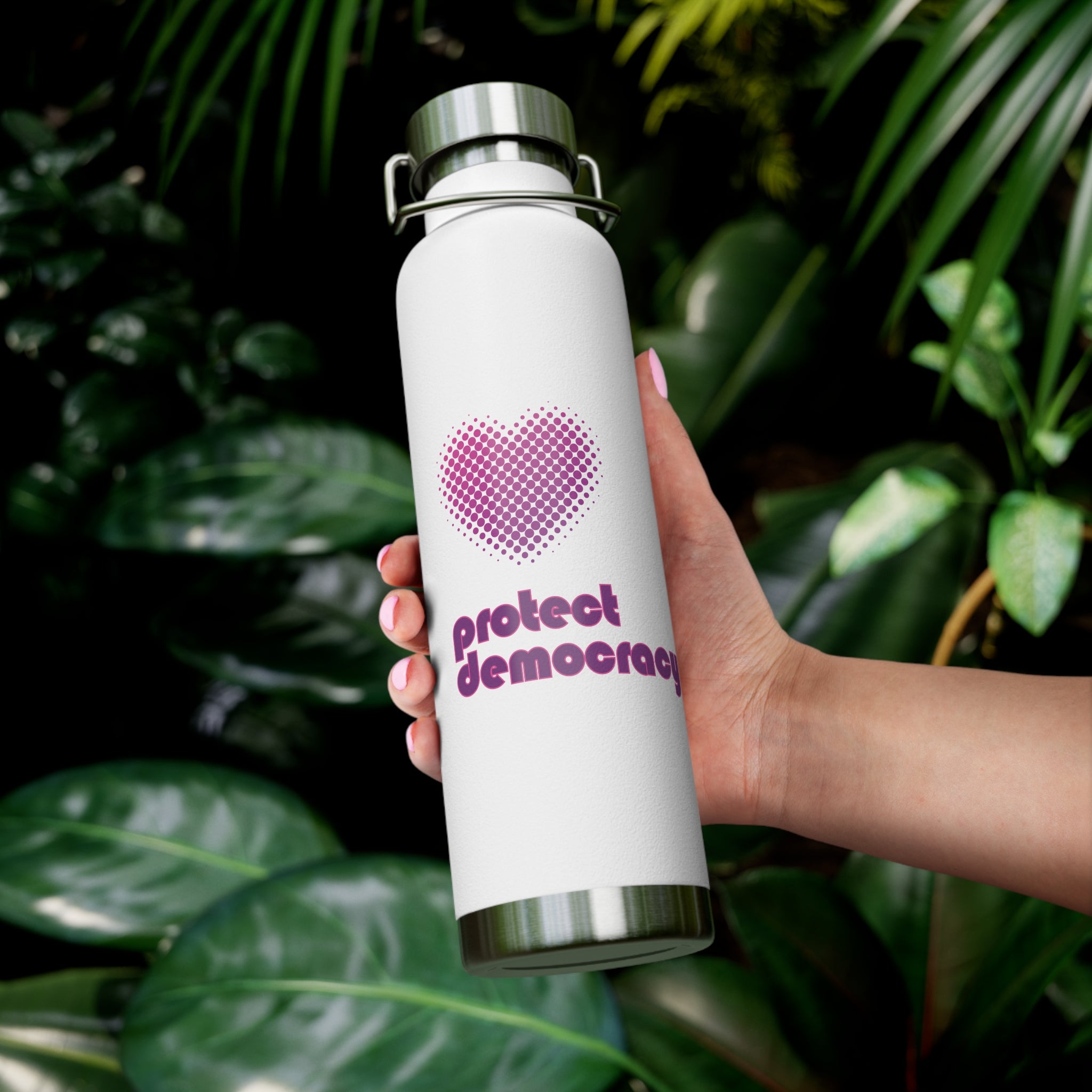 Protect Democracy Heart 22oz Insulated Copper Water Bottle