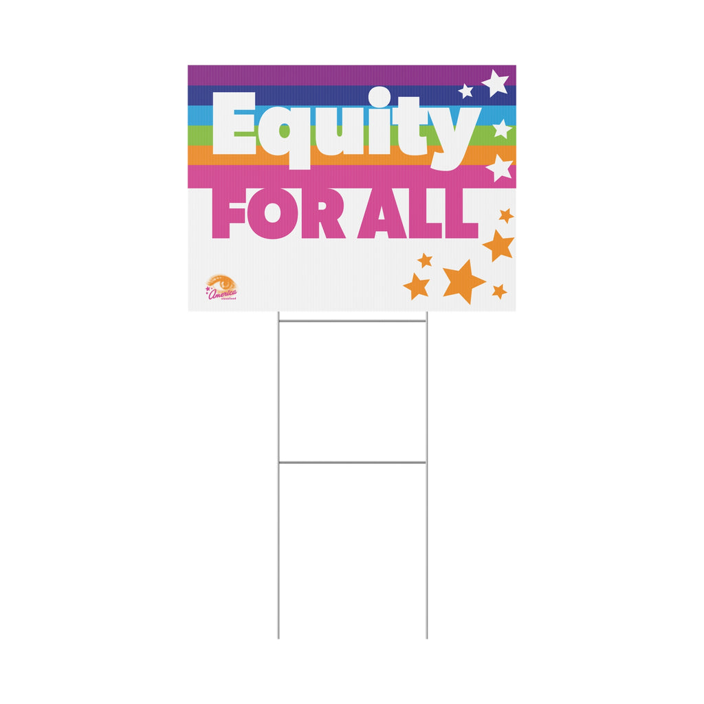 "Equity For All" Rainbow Stars Social Justice Protest Lawn Sign Plastic Yard Sign