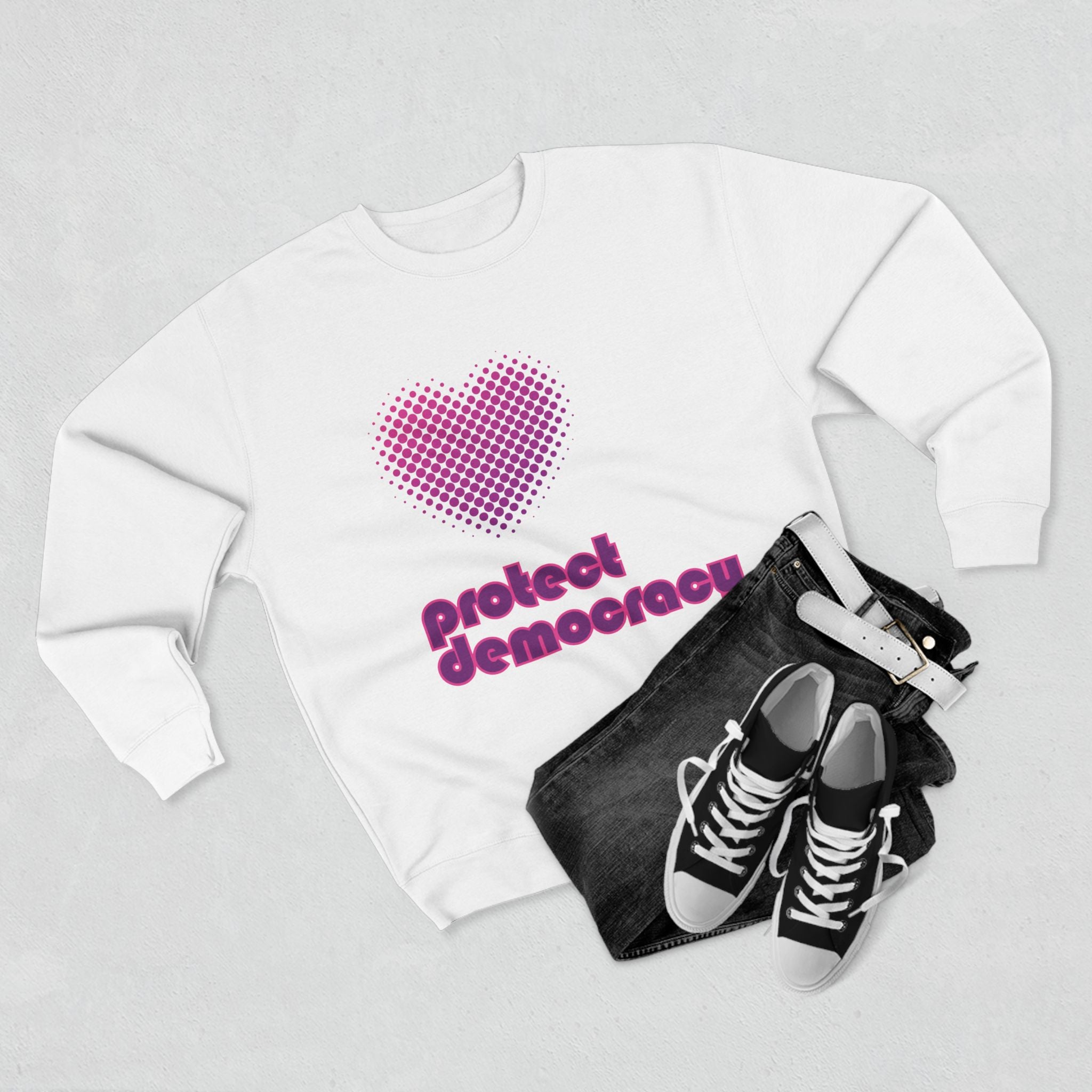 "Protect Democracy" Heart Crewneck Sweatshirt