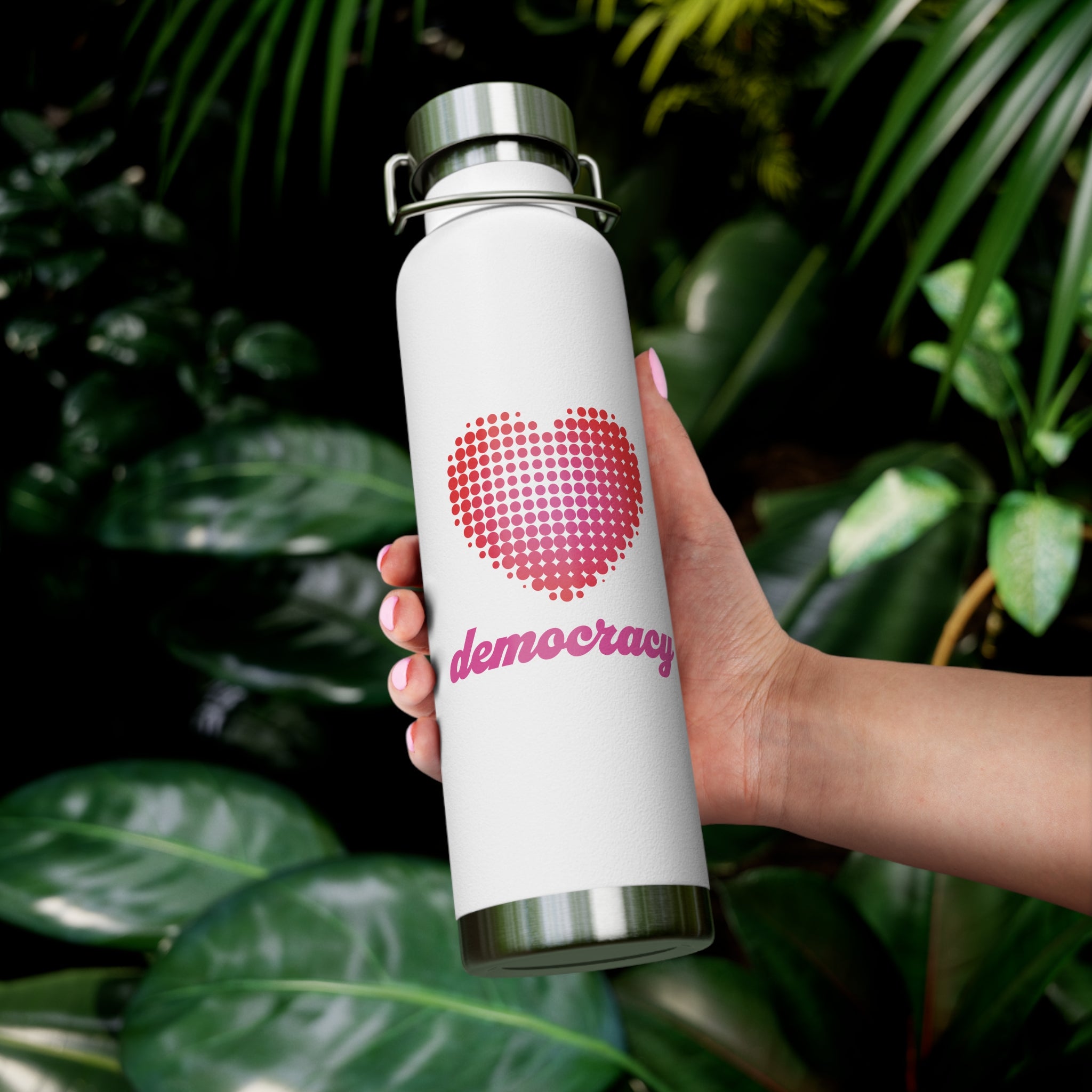 Love Democracy Heart 22oz Insulated Copper Water Bottle