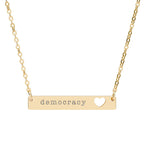 Democracy Love Cutout Heart Bar Necklace