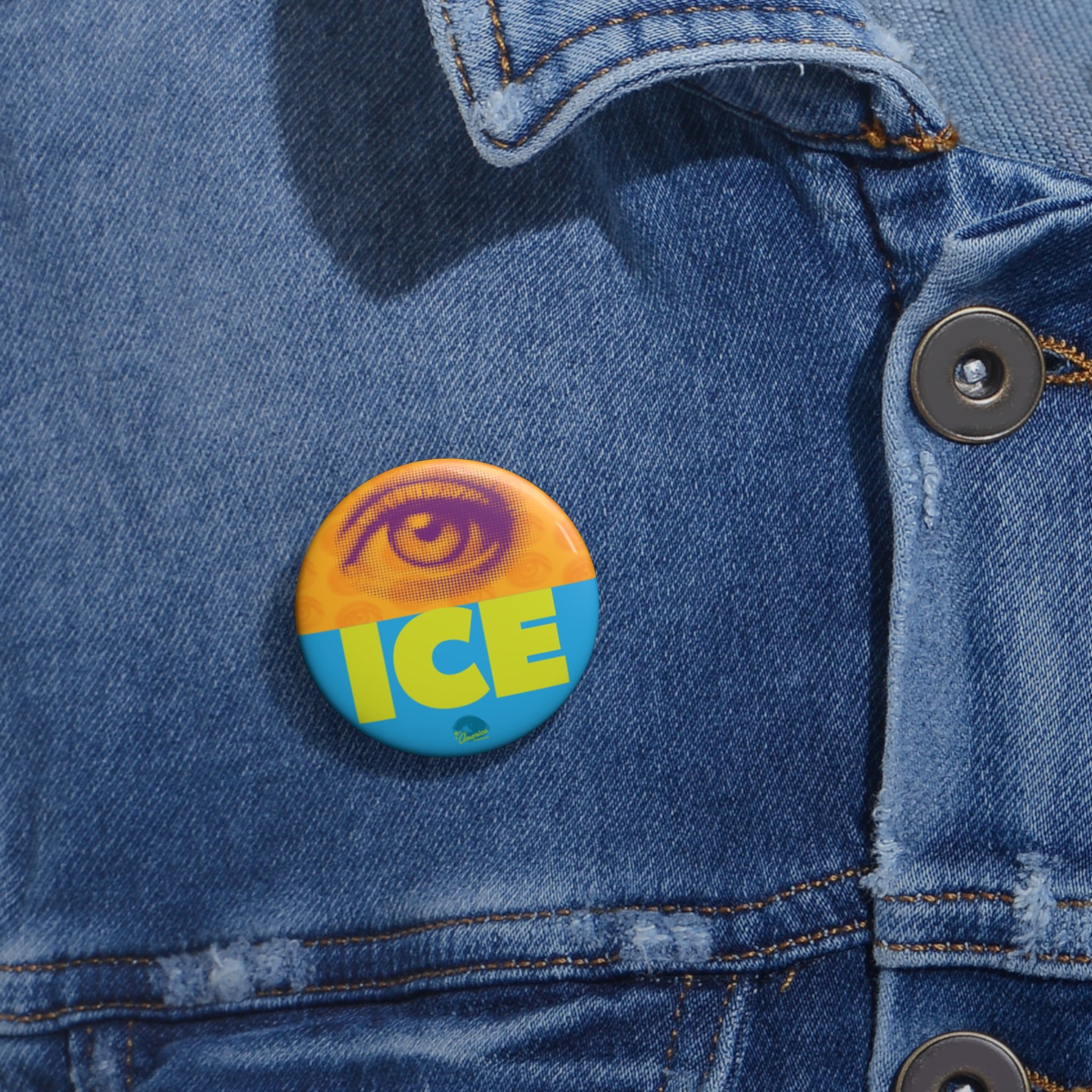 Eyes on ICE Graphic Pin Button