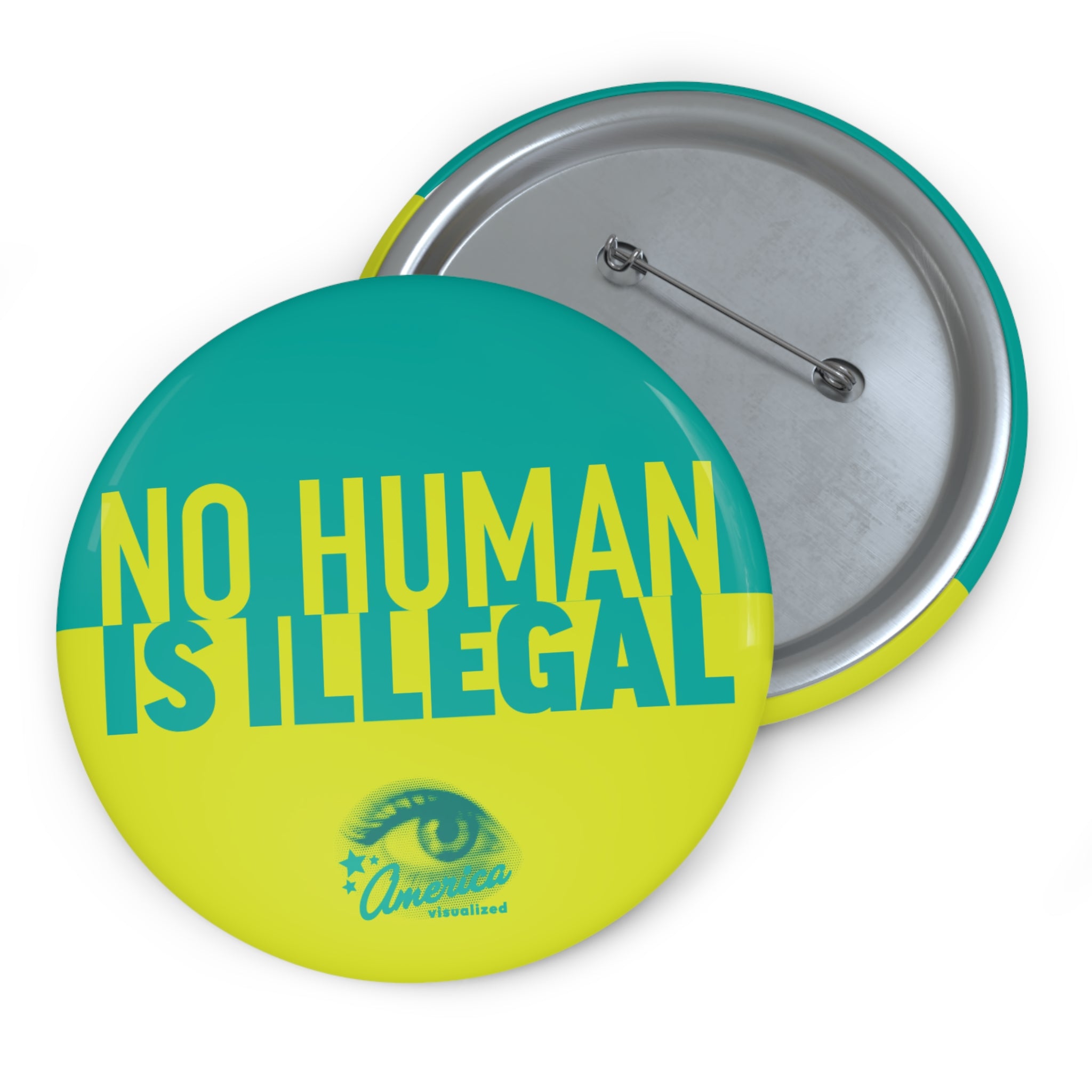 No Human Is Illegal Pin Button — Activist Solidarity Badge