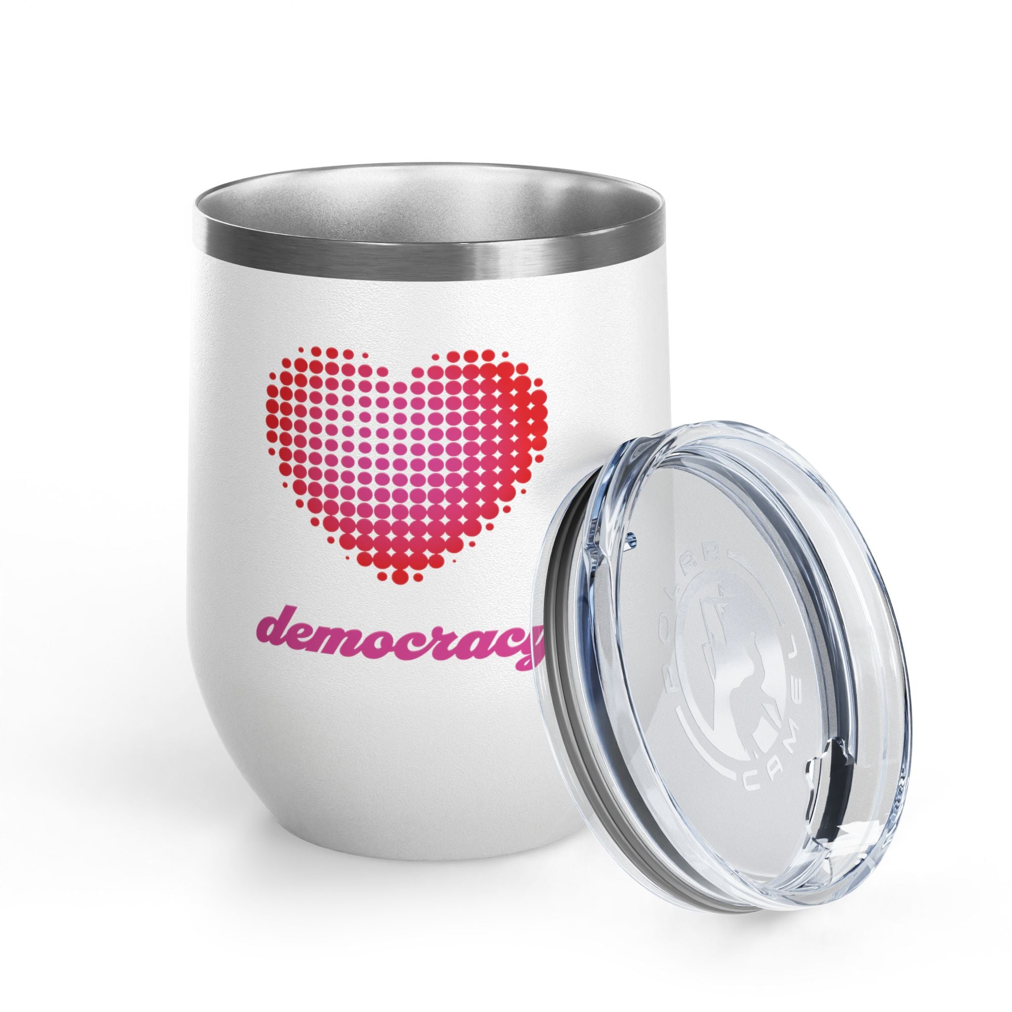 Love Democracy Heart 12oz Insulated Wine Tumbler