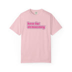 "Here for Democracy" T-Shirt Retro 80's Pink Political Statement Tee