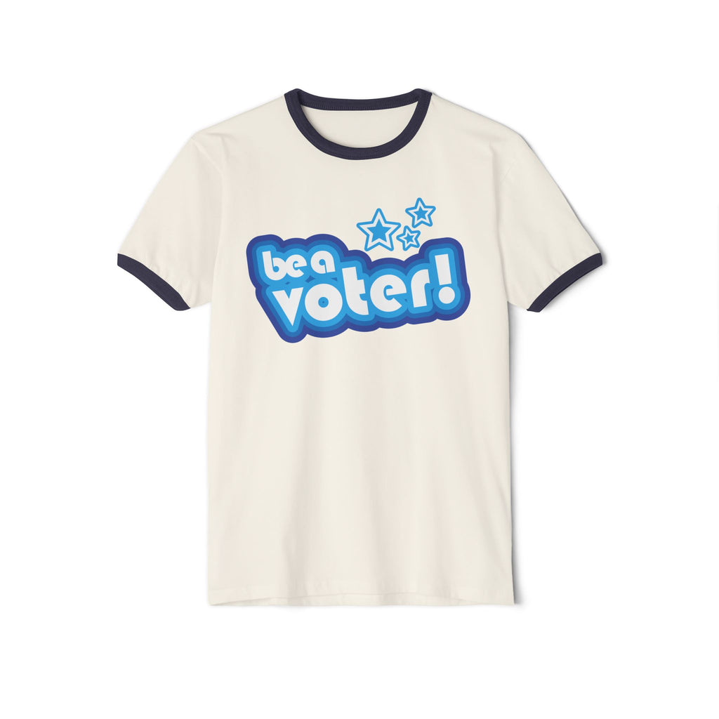 "Be a Voter!" Ringer Tee Political Vote Awareness T-Shirt