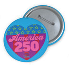 America 250 Heart – America's 250th Birthday Button Pin