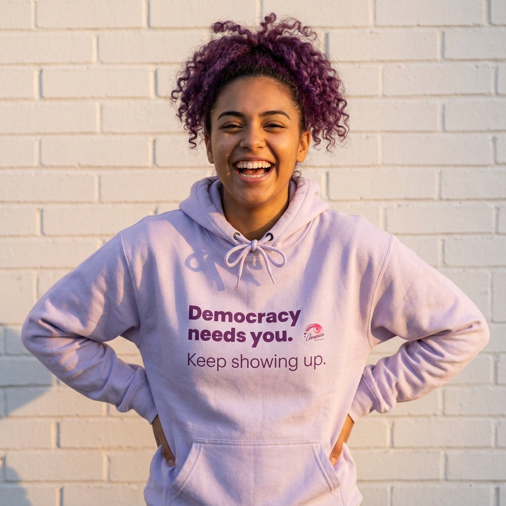 "Democracy Needs You. Keep Showing Up" Hoodie Civic Engagement Pullover